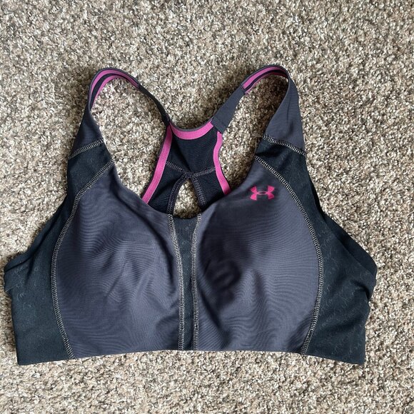 Under Armour High Impact Heatgear Armour Sports Bra, Size 34C, Black & Pink - Picture 5 of 9